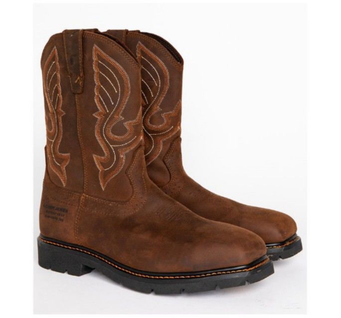 Men Western Embroidery Cowboy Boot Midi Square Toe Mid-Calf Low Heel Chelsea Riding Boot Shoe plus Size