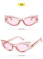 Ladies Glasses Sunglasses Women Clear Cat Eye Diamond Sunglasses Small. Lens Sunglass