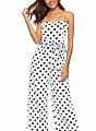 Magicmk Women's Polka Dot Print off Shoulder Romper Casual Strapless Wide Leg Pants Jumpsuit