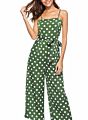 Magicmk Women's Polka Dot Print off Shoulder Romper Casual Strapless Wide Leg Pants Jumpsuit