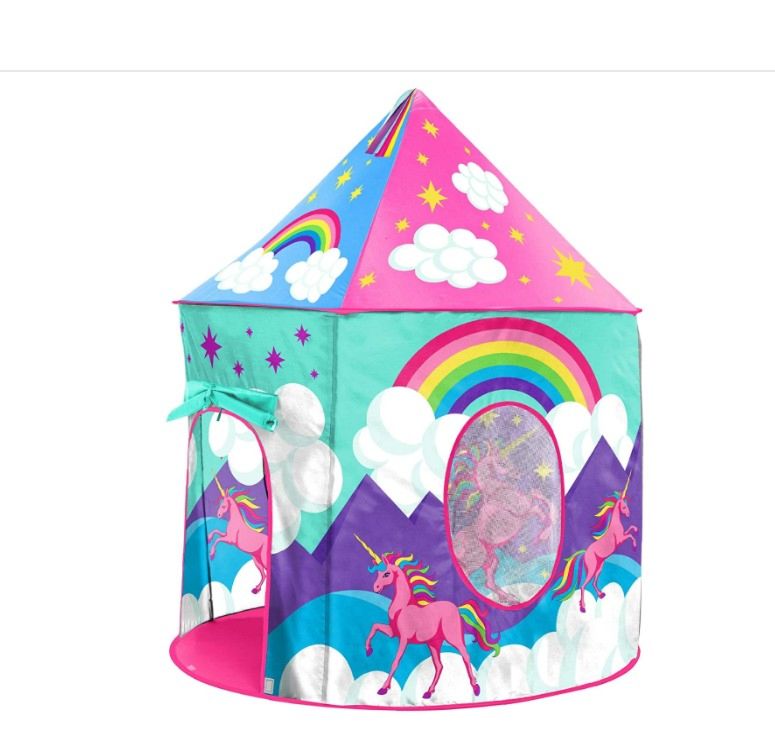 Unicorn Play Tent for Kids, Indoor Pop up Playhouse Tent for Girls and Boys with Included Unicorn Headband and Kids Tent Storage
