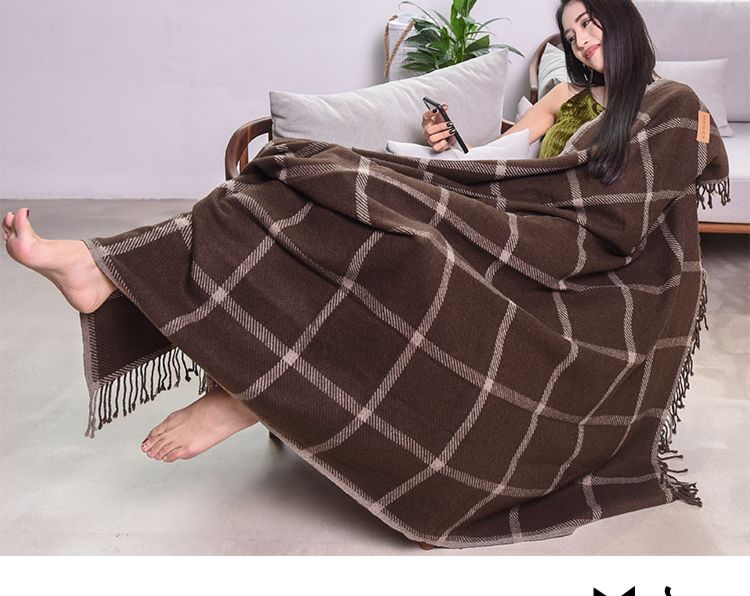 Check Tartan Queen King Size Yak Wool Woven Plaids Throw Blankets