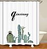 Green Tropical Plants 100% Polyester Print Shower Curtains for Bathroom