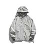 Mens Outdoor Nylon Baseball Coats Casual Windbreak Grey Black Hooded Jacket