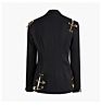Suits Women Shoulder Patchwork with Mesh Ladies Blazer with Special Pin Slim Black Blazer Women