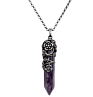 Vintage Silver Flower Wrapped Natural Healing Crystal Stone Pendant Necklace C438