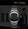 Biden 0063 1 Punk 3D Skull Personality Retro Mens Black Watches Waterproof Stainless Steel Quartz Watch Unique