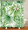 Green Tropical Plants 100% Polyester Print Shower Curtains for Bathroom