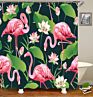 Simple Design Colorful Bird Polyester Waterproof Printed Shower Curtain for Bathroom
