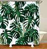 Green Tropical Plants 100% Polyester Print Shower Curtains for Bathroom