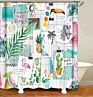 Ihome Bpolyester Customized Green Plant Cactus Waterproof Shower Curtain Bathroom