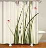 Green Tropical Plants 100% Polyester Print Shower Curtains for Bathroom