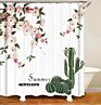 Ihome Bpolyester Customized Green Plant Cactus Waterproof Shower Curtain Bathroom