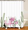 Ihome Bpolyester Customized Green Plant Cactus Waterproof Shower Curtain Bathroom