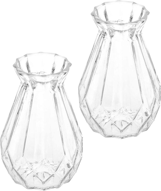 Elegant Diamond-Faceted Flower Vases Home Decoration Tabletop Decor,Tabletop Vase Design Clear Glass Frost or Clear Party Carton