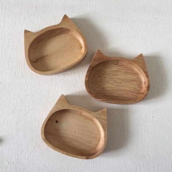 Cat Face Shape Platter Dry Fruit Serving Wooden Plate Wooden Snacks Bowls Kids Serving Plate Food Safe Bio Degradable Material