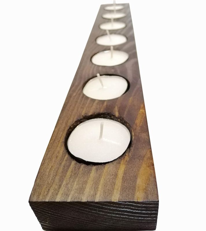 Junji Home Decor Wooden Gift Candle Holder Rustic Wooden Tealight Bar for For Tables Bathroom and Bedroom