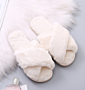 Warm Faux Fur Woman Slippers Ladies Cross Soft Plush Female Open Toe Furry Slipper