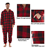 Family Christmas Pajamas Buffalo Plaid Adult Sherpa Lined Hoody One Piece Pajamas Sets Family Christmas Pajamas