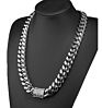 No Fade 8-18Mm Stainless Steel Silver Plated Mens Design Accessory Cuban Chain Jewelry Lock Clasp Full Zircon Necklace Set