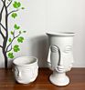Personality White Ceramic Pots Mini Vase Succulent Cactus Multi Face Planter Head Face Flower Plant Pot Pastoral Style Bud Vase
