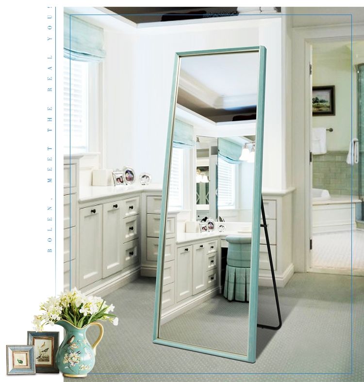 Nordic Solid Wood Long Large Rectangular Full Length Body Mirrors Floor Standing Mirror for Wall Decorative