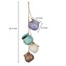 4 Pot Mixed Fall Color Tone Ceramic Hanging Flower Planter Set with Jute Rope