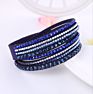 Korean Velvet Jewelry Stud Wrapped Handmade Crystal Rhinestones Paved Fancy Multilayer Pu Leather Bracelet