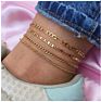 4Pcs Set Multilayer Chunky Leg Chain Anklets Beach Foot Jewelry Layered Anklet Chain