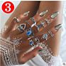 Boho Vintage Ring Set Gold Knuckle Rings for Women Crystal Star Crescent Geometric Female Finger Rings Set Jewelry