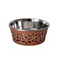 Fancy Dog Bowl Mesh Cutting Designer Copper Stand with Steel Feeding Cup Pet Tub for Pet Animals Feeding Pet Bowls