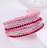 Korean Velvet Jewelry Stud Wrapped Handmade Crystal Rhinestones Paved Fancy Multilayer Pu Leather Bracelet