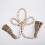 Diy Home Christmas Decor White Wood Bead Garland with Tassels