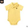 Unisex Polo Collar Solid Color Triangle Rompers Short-Sleeved Attire