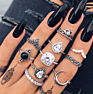 Boho Vintage Gold Star Knuckle Rings for Women Boho Crystal Star Crescent Geometric Female Finger Rings Set Jewelry