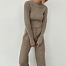 Women Knitted Sportwear Backless Pullover Sweater 2 Piece Pant Suits