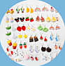 Creative Cute Simulation Fruits Dangle Drop Earrings Sets Statement Handmade Lemon Strawberry Hoop Earrings for Women Girls Jewe