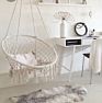 Macrame Swing Chair Macrame Hammock Chair Hanging Cotton Rope Hammock Swing Chair Indoor/Outdoor