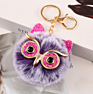 Pom Pom Keychain Keyring Fluffy Puff Ball Key Chain Accessorie Charm Pendant Decoration Faux Fur Ball Owl Pompoms Keychains Girl