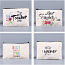 Printed Rose Gold Cosmetic Bag Cotton Canvas Zipper Pouch Plain Zipper White Small Makeup Bag