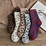 Spotted Leopard Print Women Socks Cotton Terry Tube Thickened Warm Socks Cotton Korean Japanese Style