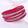 Korean Velvet Jewelry Stud Wrapped Handmade Crystal Rhinestones Paved Fancy Multilayer Pu Leather Bracelet