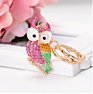 Crystal Car Key Chain Long Big-eyed Owl Shape Women Bag Accessories