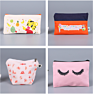 Printed Rose Gold Cosmetic Bag Cotton Canvas Zipper Pouch Plain Zipper White Small Makeup Bag