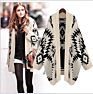 Latest Sales Medium Length Black and White Geometric Diamond Jacquard Cotton Knitting Cardigan Sweater