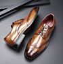 Lightweight Leather Carved British Leather Business Lace-Up Derby Pointed Toe Oxford Men's Dress Shoes