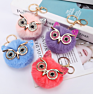 Pom Pom Keychain Keyring Fluffy Puff Ball Key Chain Accessorie Charm Pendant Decoration Faux Fur Ball Owl Pompoms Keychains Girl