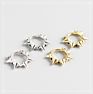 Tiny Gold Plated Hoop 925 Silver Jewelry Women Mens Punk Triangle Geometric Rivet Spike Earrings