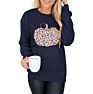 Tkop1959 Fall/ Women's round Neck Halloween Pumpkin Leopard Print Long Sleeve Women Sweatshirt
