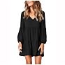 Women Tunic Dress V Neck Casual Loose Flow Swing Shift Dresses